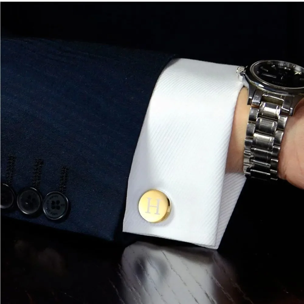 H Initial Cufflinks and Tie Clip Set for Men